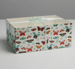 Изображение Коробка на 6 капкейков «Бабочки», 23 × 16 × 10 см