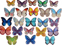 Изображение Вафельные бабочки цветные двухсторонние, 10 шт