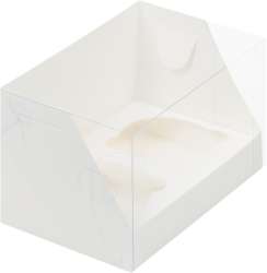 Изображение Коробка на 2 капкейка с пластиковой крышкой 160*100*100 мм