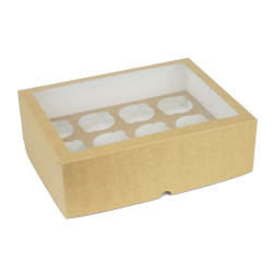 Изображение Эко коробка с квадратным/круглым окном на 12 капкейков