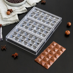 Изображение Форма для шоколада и конфет «Акапулько», 3 ячейки, 27,5×17,5×2,5 см, ячейка 15,3×7,5×0,8 см