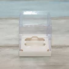 Изображение Коробка под 1 капкейк белая с прозрачным куполом