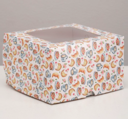 Изображение Коробка на 4 капкейка "Завтрак", с окном, 16 х 16 х 10 см