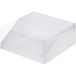 Изображение Коробка под торт белая с пластиковой крышкой 235*235*100 мм