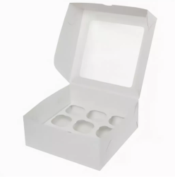 Изображение Коробка на 9 капкейков белая, окно