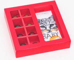 Изображение Коробка на 8 конфет + плитка Красная