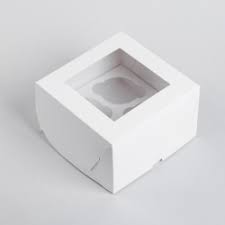 Изображение Коробка на 4 капкейка белая (окно)