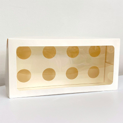 Изображение Коробка белая под 8 капкейков с прямоугольным окном, 330*160*110 мм