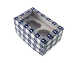 Изображение Коробка для 2 капкейков с окном "Усы белый/синий"