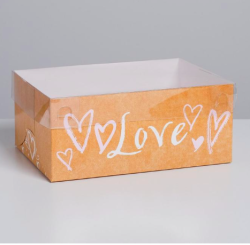 Изображение Коробка дна 6 капкейков Love, 16 × 23 × 10 см