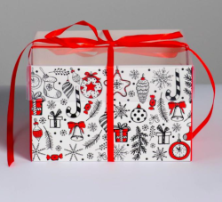 Изображение Коробка на 4 капкейка «Время добрых подарков», 16 × 16 × 10 см