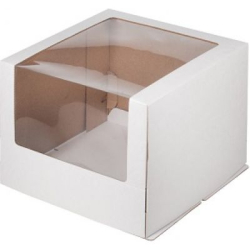 Изображение Коробка для торта белая с окном 30*30*22 см