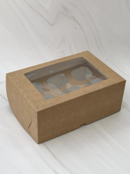 Изображение Эко коробка на 6 капкейков с КВАДРАТНЫМ окном