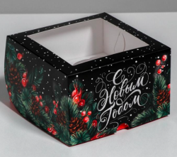 Изображение Коробка на 4 капкейка «С Новым Годом», 16 х 16 х 10 см