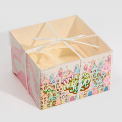 Изображение Коробка на 4 капкейка «Вкусный НГ», 16 × 16 × 10 см