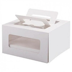 Изображение Коробка белая для торта с ручкой окном 260*260*140 мм