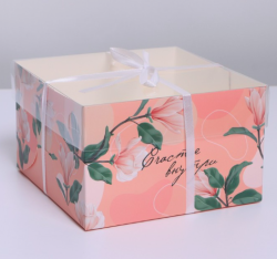 Изображение Коробка на 4 капкейка «Счастье внутри», 16 × 16 × 10 см