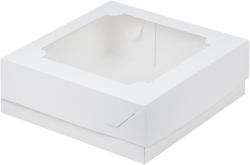 Изображение Коробка под зефир и печенье с окошком белая, 200*200*70 мм