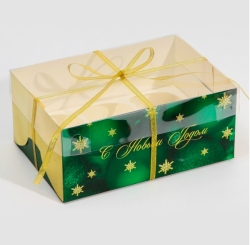 Изображение Коробка на 6 капкейков «Зелёный фотографичный», 23 × 16 × 10 см