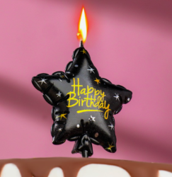 Изображение Свеча в торт на шпажке "Воздушный шарик.Звезда", 14.5х6 см, черная